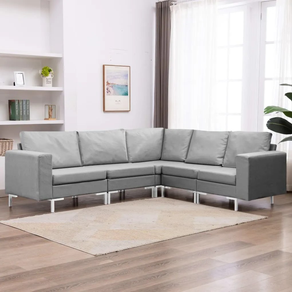 vidaXL 5 pcs conjunto de sofás tecido cinzento-claro