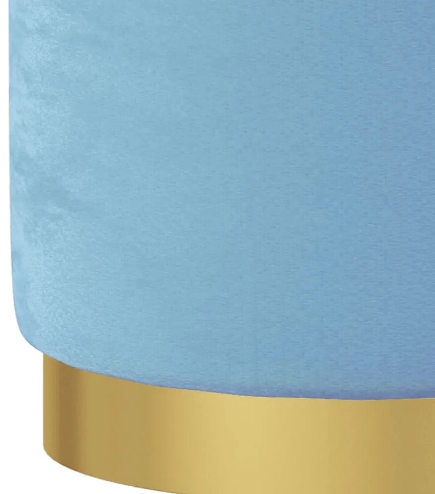 Banqueta com arrumação redonda veludo 31 x 37 cm azul-claro