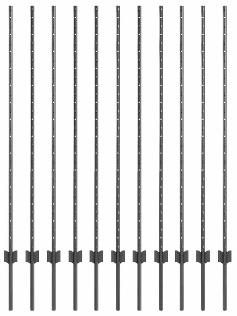 Postes de Cerca 22 pcs U-Channel Cinza 140 cm Aço
