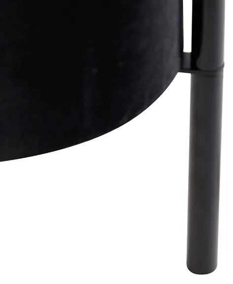 Candeeiro de mesa moderno preto com cúpula de veludo preto - Rich Moderno