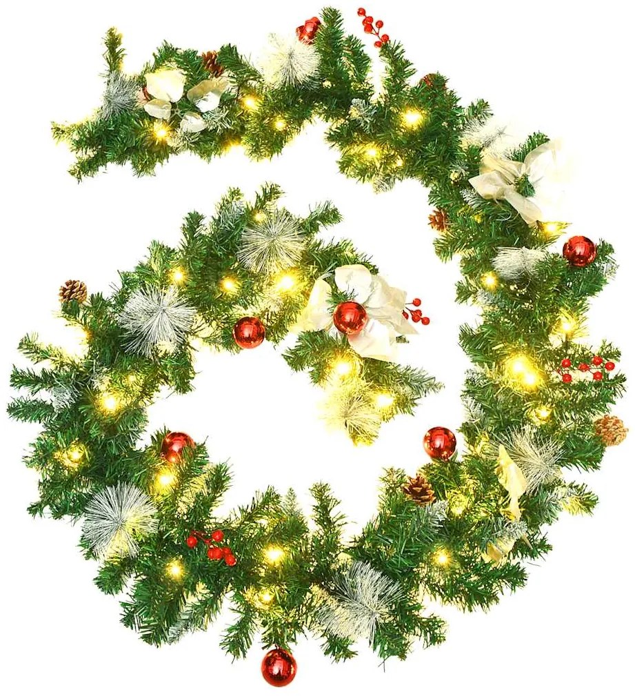 Grinalda de Natal com luzes LED 2,7 m PVC verde