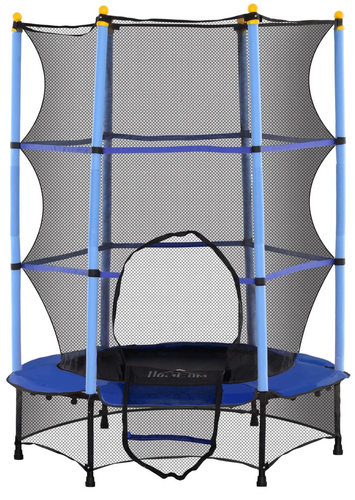 HOMCOM Trampolim para Crianças com Rede de Segurança e Estrutura de Aço para Interiores e Exteriores Carga 50kg Ø140x190 cm Azul