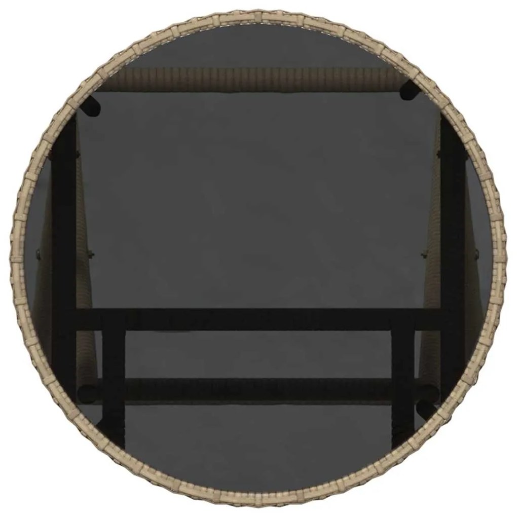 Conjunto de Bistro de Jardim 3 Peças com Almofadas Bege em Rattan Poli