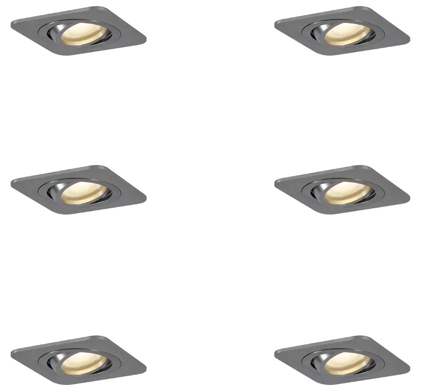 Conjunto de 6 focos embutidos arredondados cor de bronze GU10 50mm ajustáveis IP44 - Alberto Moderno