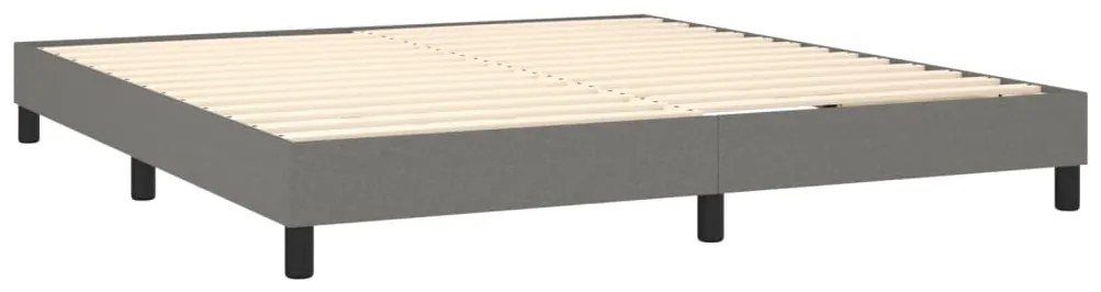 Cama box spring c/ colchão e LED 160x200 cm tecido cinza-escuro