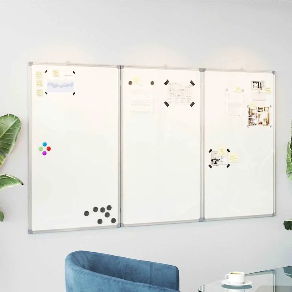 vidaXL Quadro branco magnético dobrável 120x80x1,7 cm alumínio