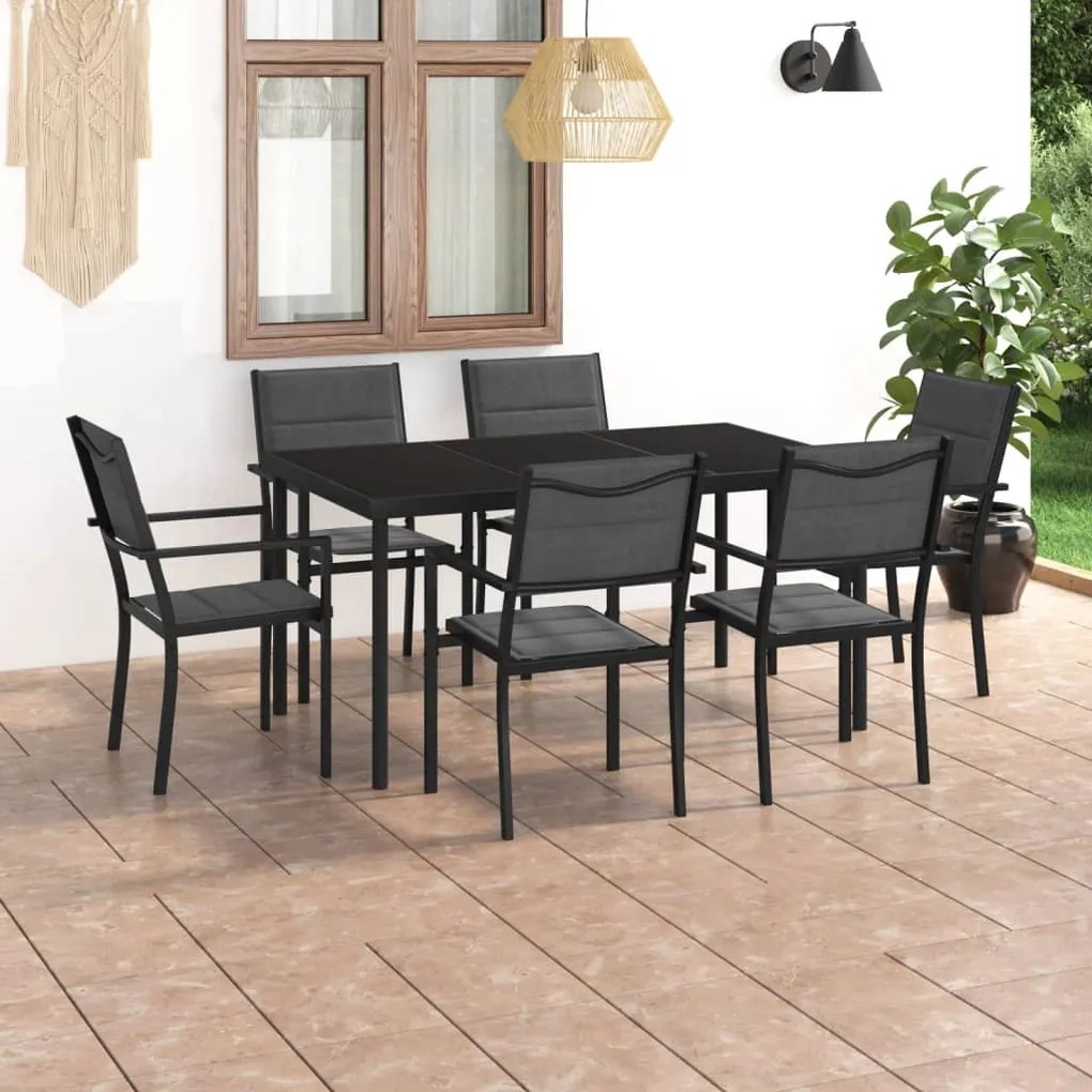 vidaXL 7 pcs conjunto de jantar para exterior aço
