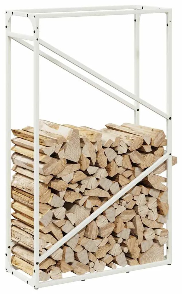 Suporte para lenha 60x25x100 cm aço laminado a frio branco