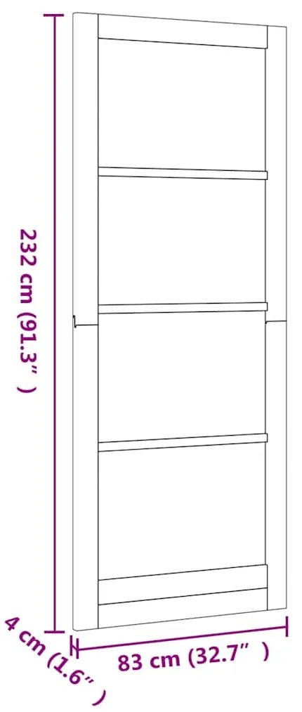 Porta Interior "ORKDAL" Branca 83x232x4 cm de Madeira Sólida de Pinhei