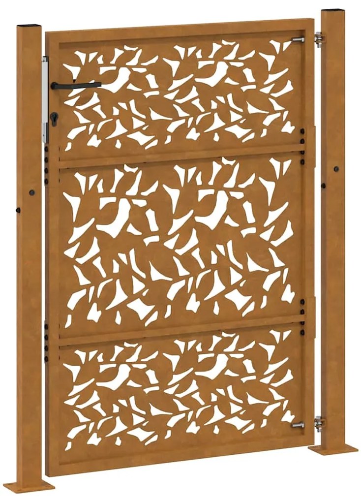Portão de jardim 105x130 cm design de folha de aço resistente