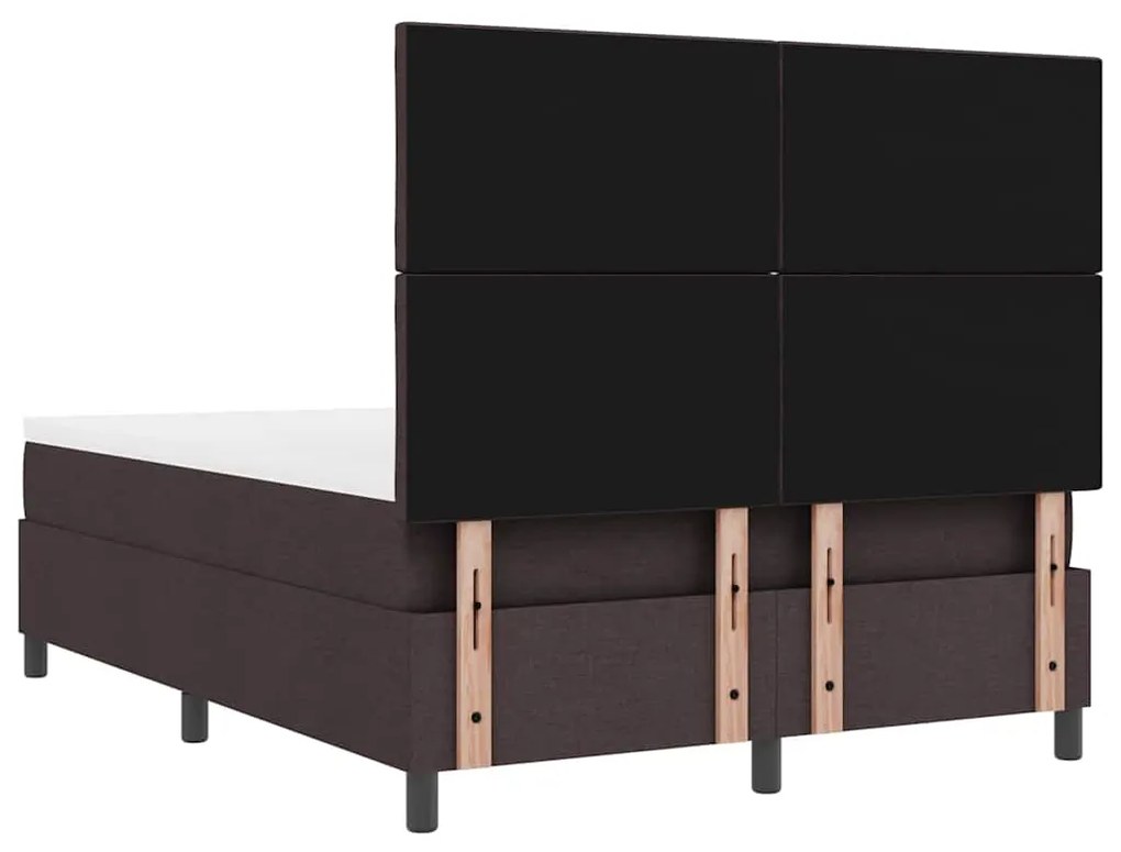 Cama Box com Colchão e LED Castanho Escuro, 160 x 200 cm, Tecido