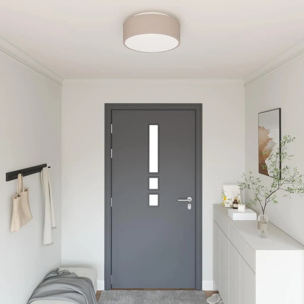 vidaXL Lâmpada de teto Cinzento-acastanhado 38 x 38 x 13,5 cm tecido