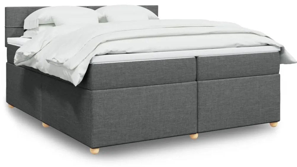 vidaXL Cama com molas/colchão 200x200 cm tecido cinzento-escuro