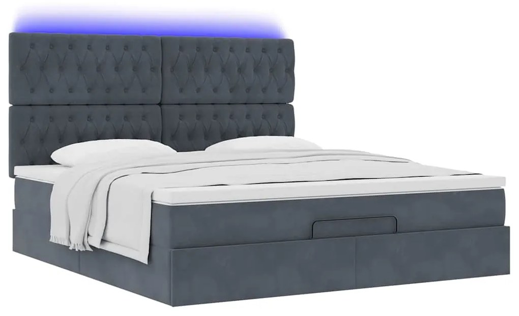 Estrutura cama otomana colchões 180x200 cm cinzento escuro