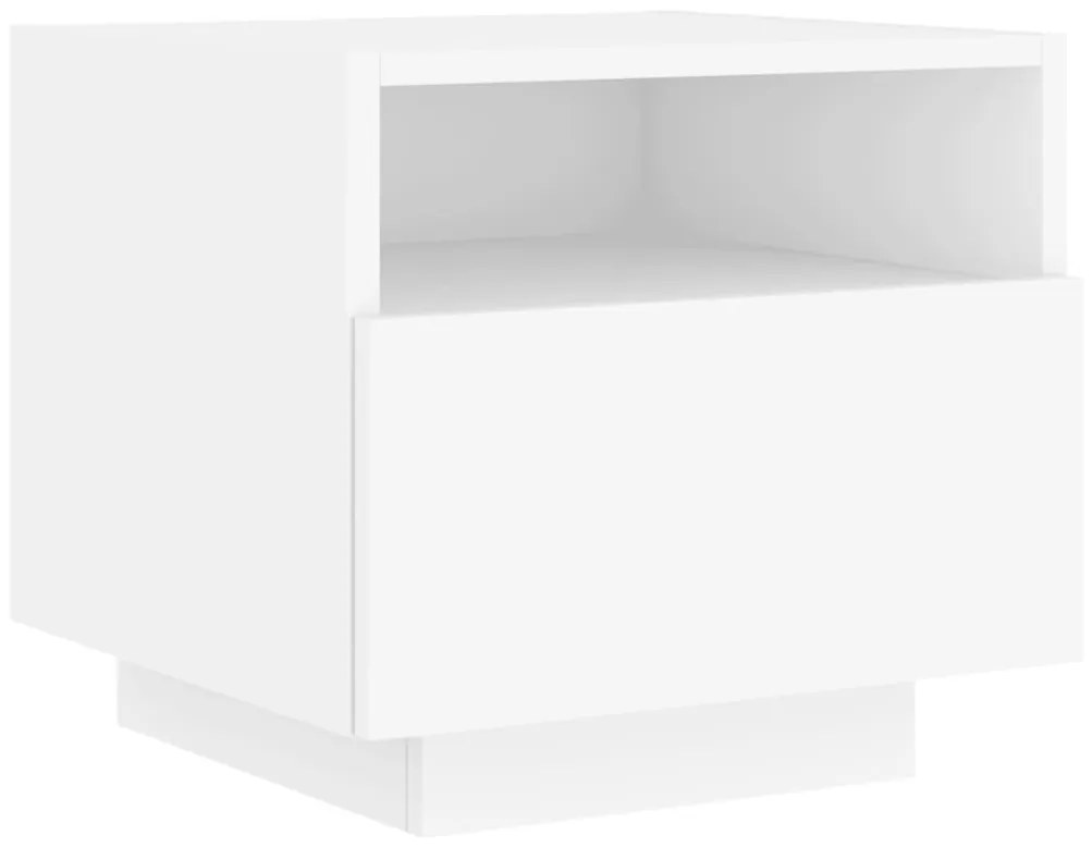 Mesa de cabeceira com luzes LED 40x39x37 cm branco