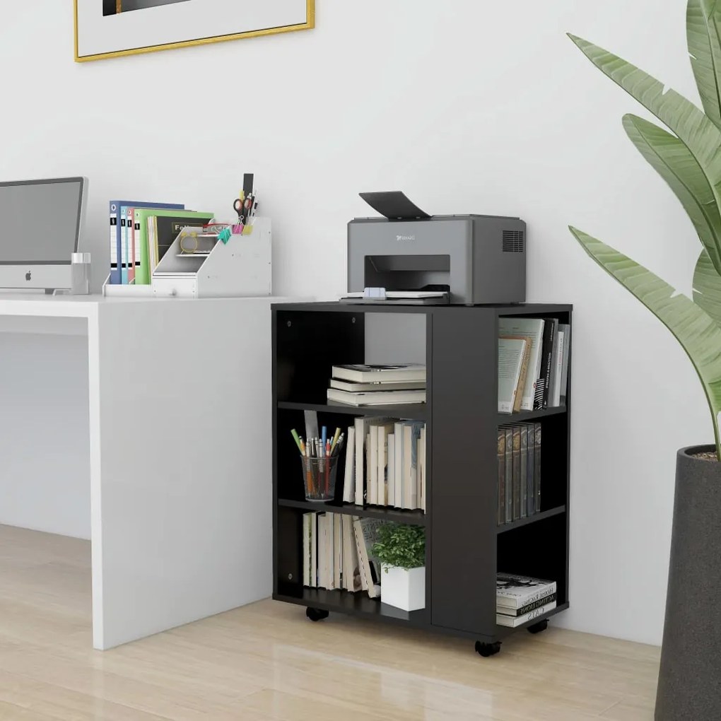 808450 vidaXL Móvel com rodas 60x35x75 cm contraplacado preto