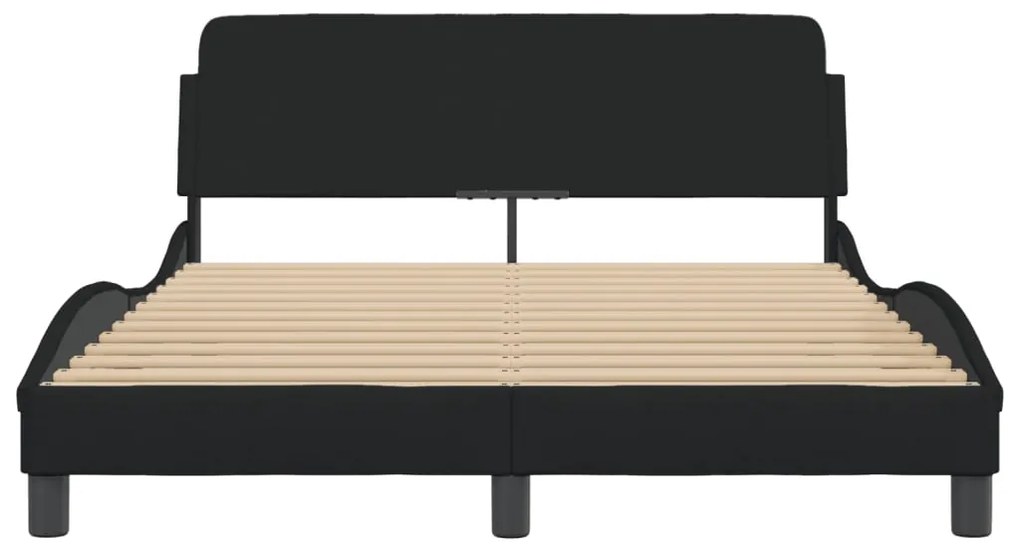 Estrutura de cama sem colchão 140x200 cm tecido preto