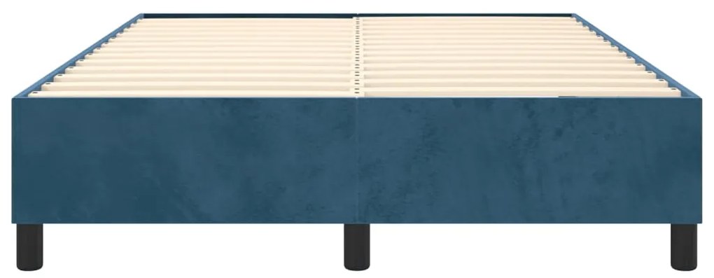 Estrutura de cama sem colchão 140x200 cm veludo azul-escuro