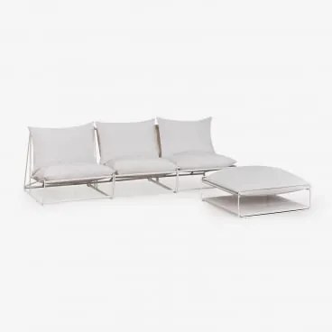Sofá Modular De Jardim De 3 Peças E Puff Conversível Amaro Gardénia Branco - Sklum