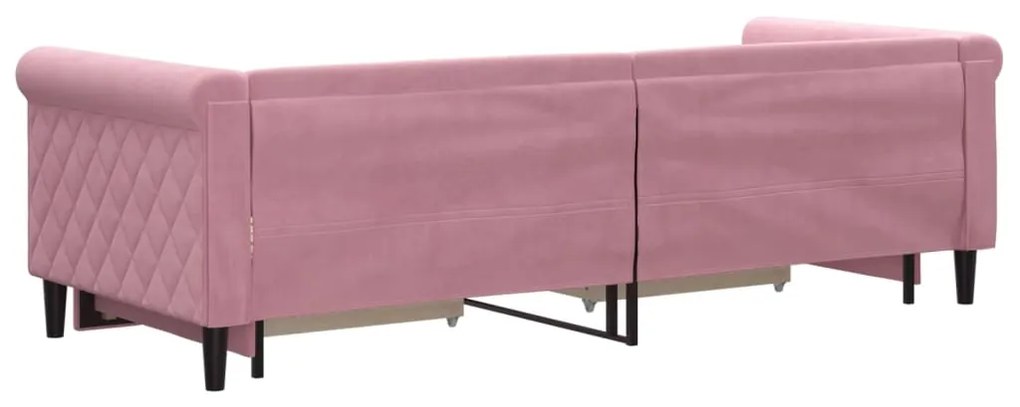 Sofá-cama com gavetão e gavetas 80x200 cm veludo rosa