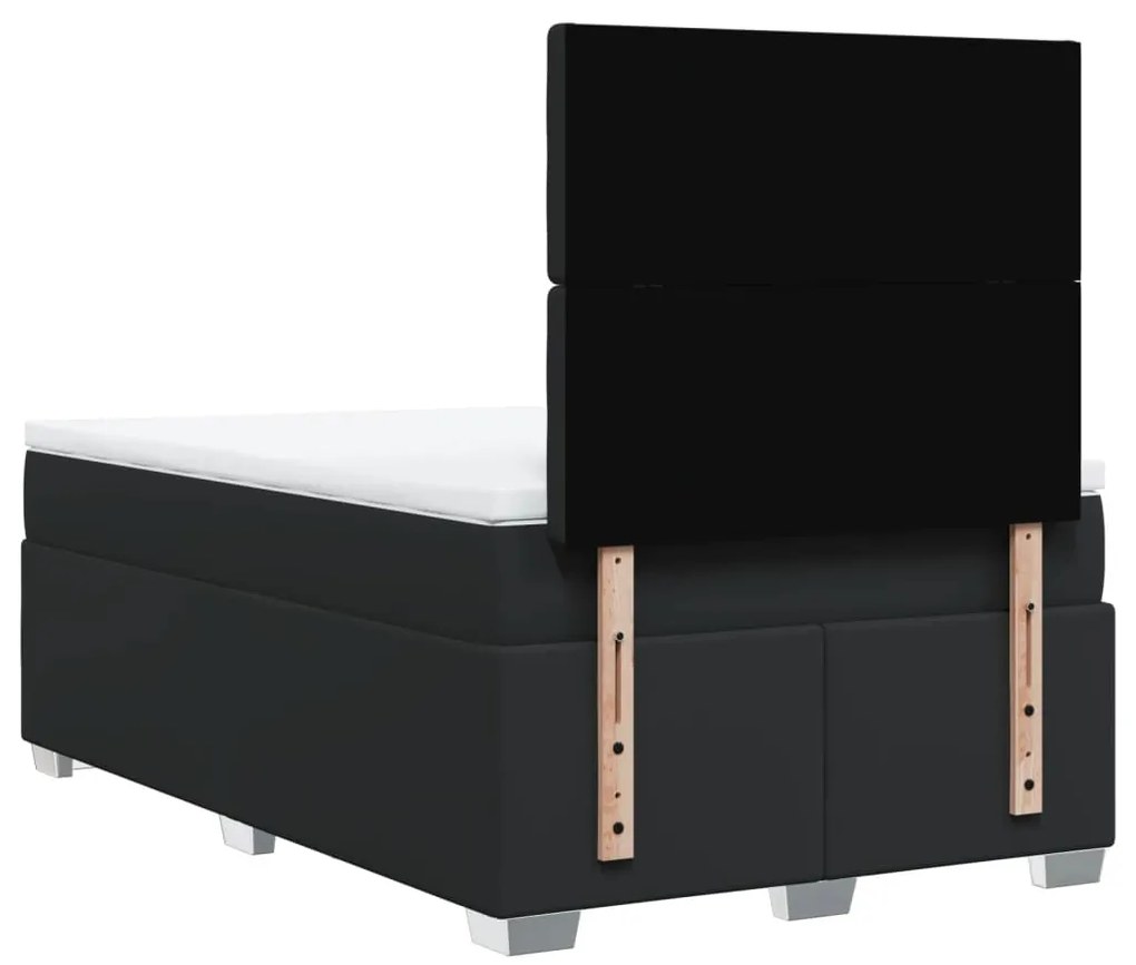 Cama com molas/colchão 120x200 cm couro artificial preto