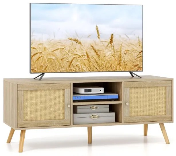 Suporte de TV de console de 3 peças para TVs de até 65 polegadas com prateleiras - marrom