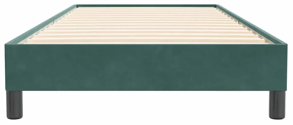 Cama com molas sem colchão 90x220 cm veludo verde-escuro