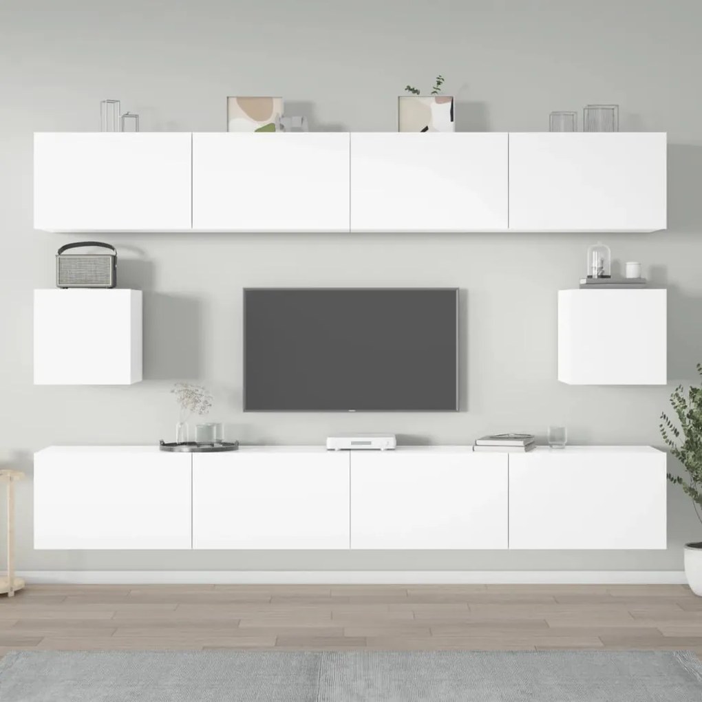 3114370 vidaXL 6 pcs conjunto móveis de TV madeira processada branco brilhante