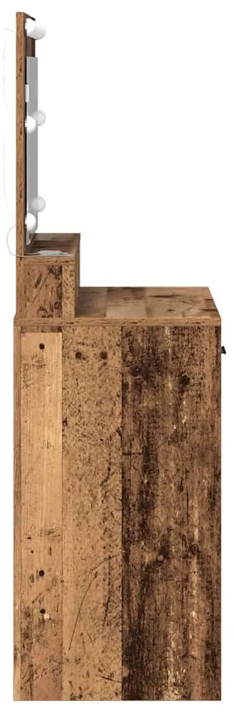 Mesa de Maquilhagem com Luzes LED em Madeira Antiga 79x41x135 cm