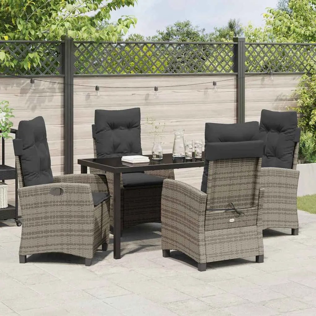 Conjunto de Jantar de Jardim com 5 Peças e Almofadas em Rattan Poliést
