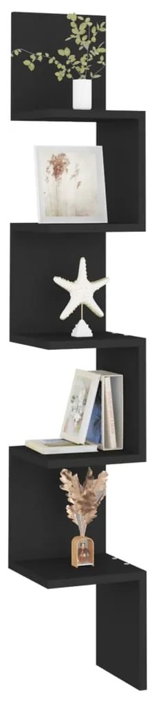Estante de canto p/ parede 20x20x127,5 cm deriv. madeira preto