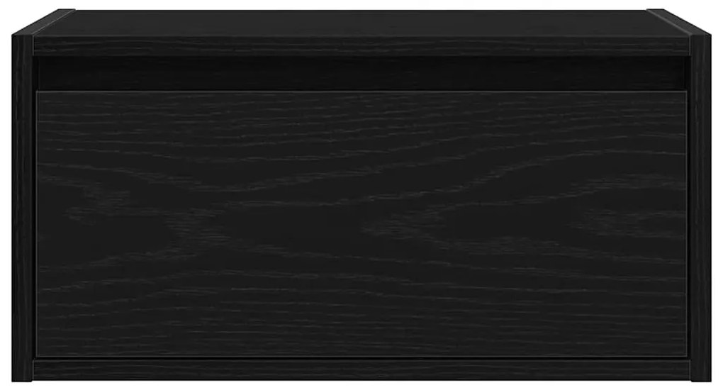 Mesas de cabeceira de parede com luzes LED 2 pcs carvalho preto