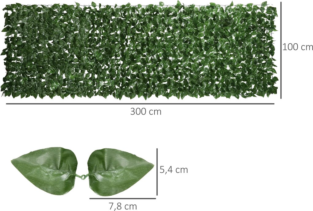 Sebe artificial para proteção visual, decoração, rolo de 3 m de comprimento x 1 m de altura, folhagem realista de faia, proteção UV, folhas de seda, v