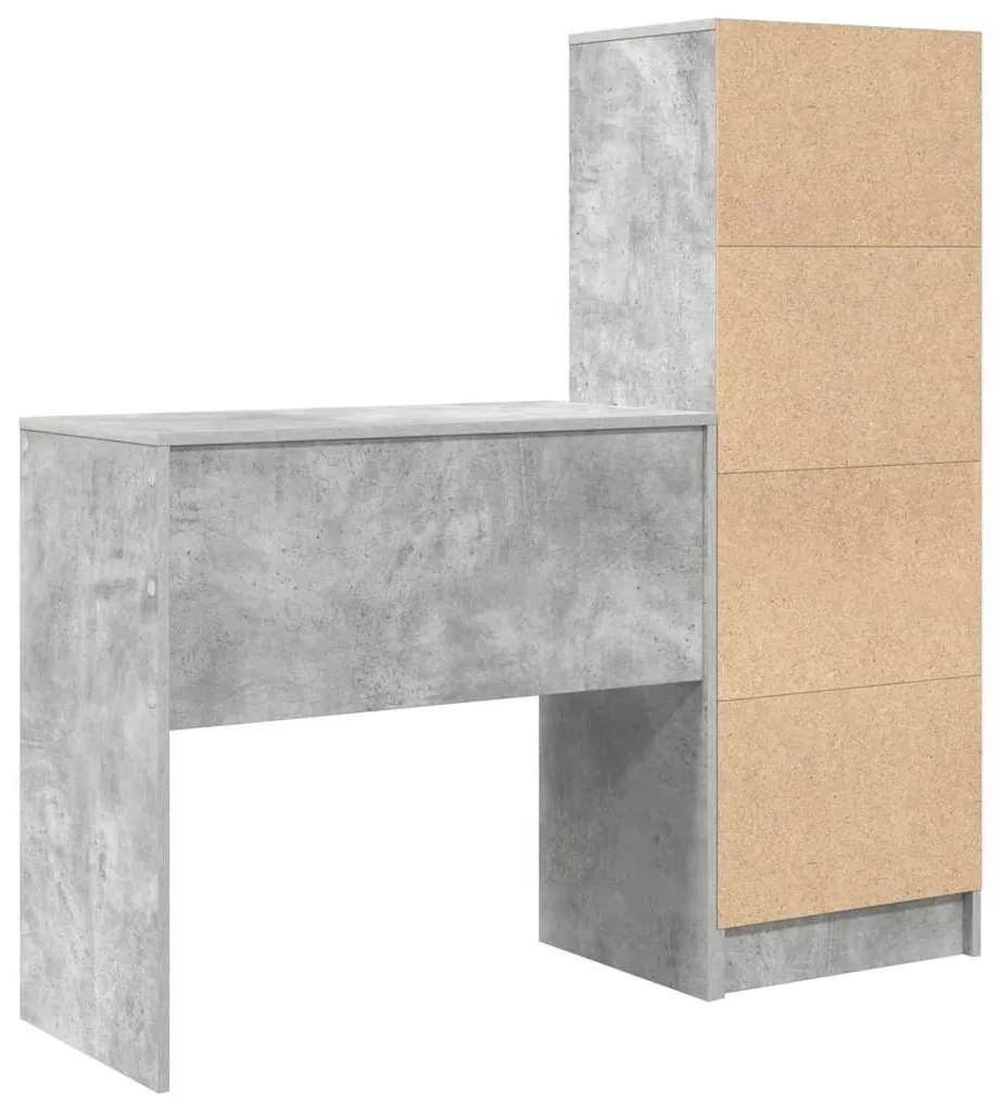 Escrivaninha com Armazenamento Cinza Concreto Aglomerado de Madeira