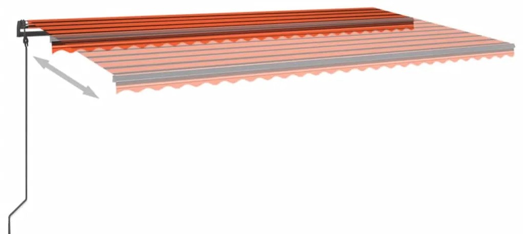 Toldo autom. c/ LED e sensor de vento 6x3,5 m laranja/castanho
