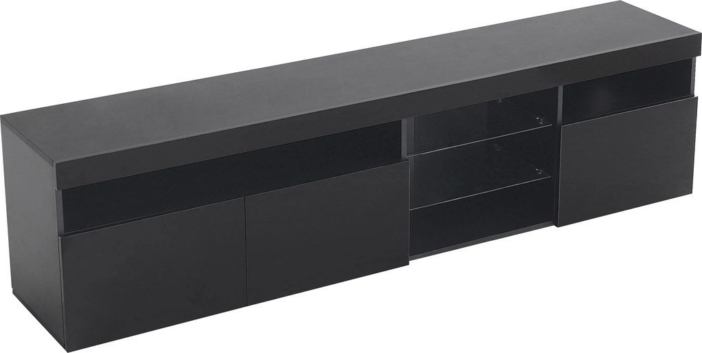 Móvel de TV em estilo moderno com iluminação LED variável, para sala de estar e sala de jantar,180x35x45cm, Preto