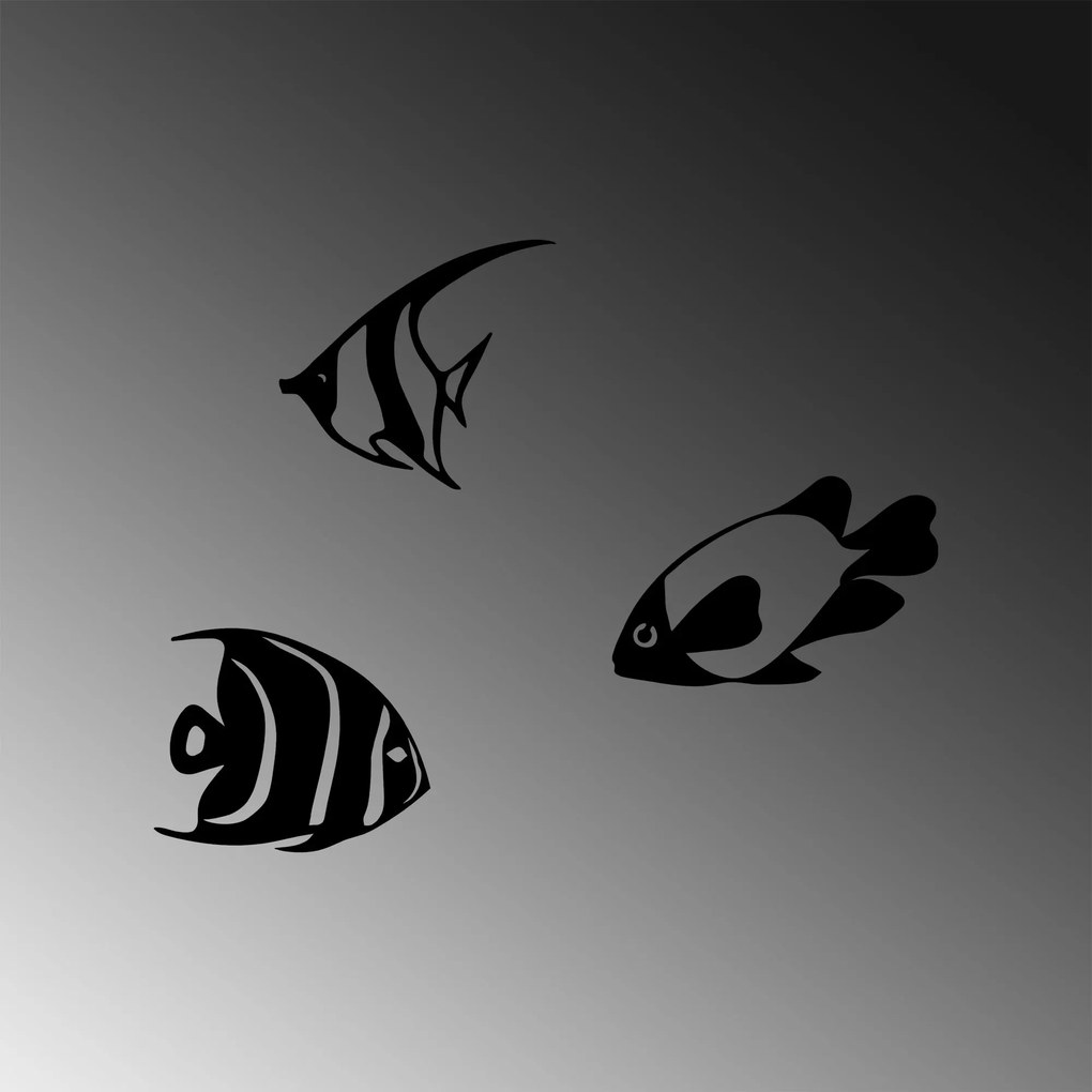Acessório Decorativo de Metal Fishes – Preto – 21x26 cm, 24x26 cm, 20x