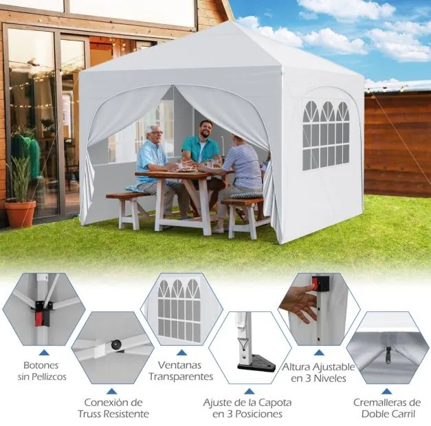 Tenda Jardim. Festas, Eventos 3 x 3 m Pop UP com 4 Paredes om4 Sacos de Areia, com Bolsa Transporte Branca