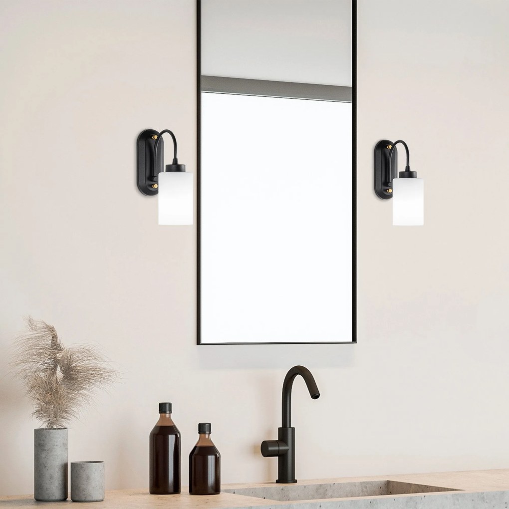 Aplique de Parede Hemikilo – Preto e Branco – 10 x 21 x 28 cm