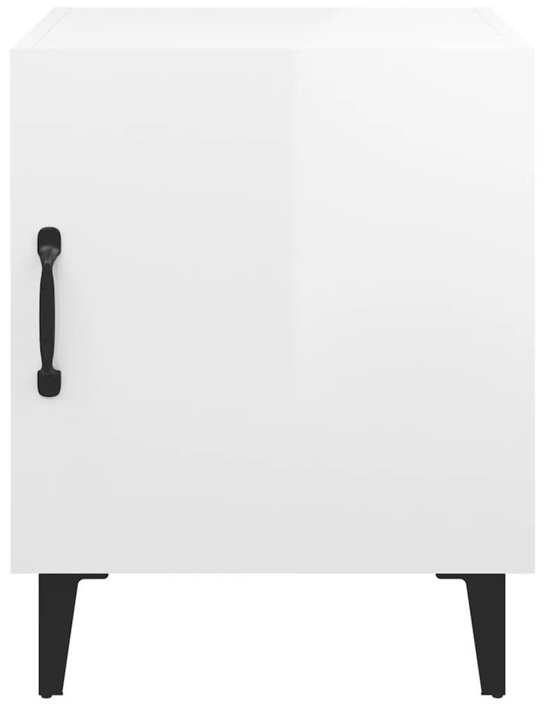 Mesas de cabeceira 2 pcs madeira processada branco brilhante