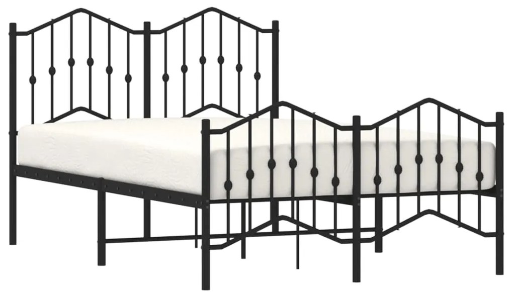 Estrutura de cama com cabeceira e pés 120x190 cm metal preto