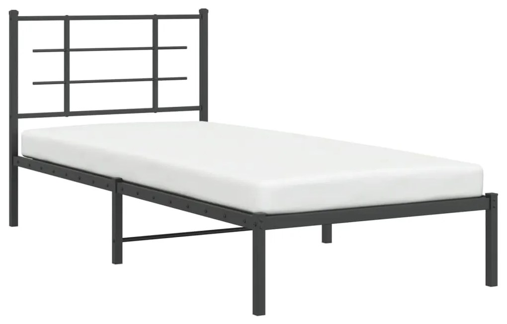 Estrutura de cama com cabeceira 90x200 cm metal preto