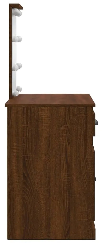 Toucador com luzes LED 90x42x132,5 cm carvalho castanho