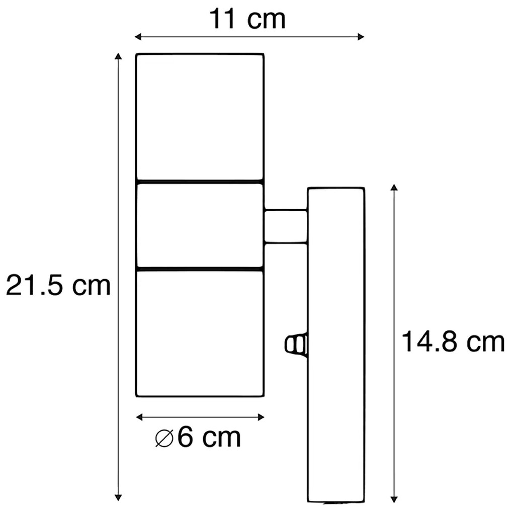 Conjunto de 2 candeeiros de parede para exterior cinzento escuro 2 luzes sensor crepuscular - Duo Moderno