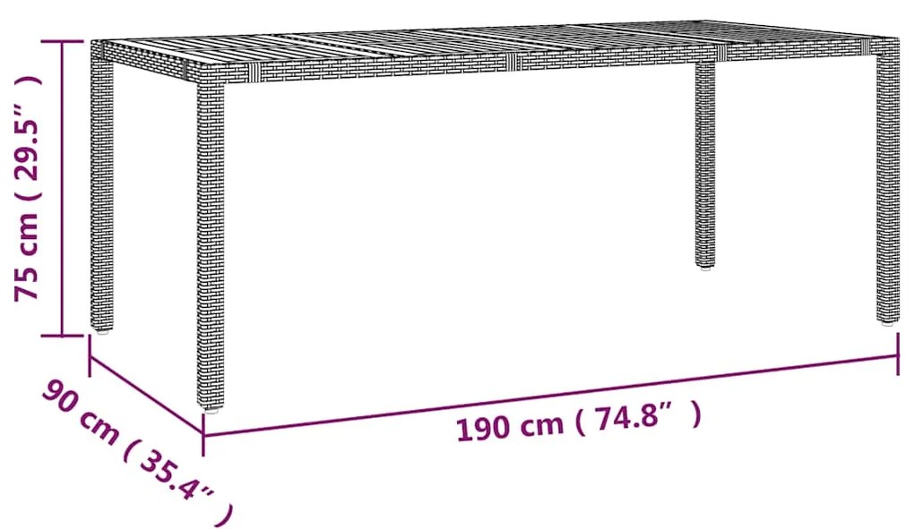 9 pcs conjunto bistrô de jardim c/ almofadões vime PE cinzento