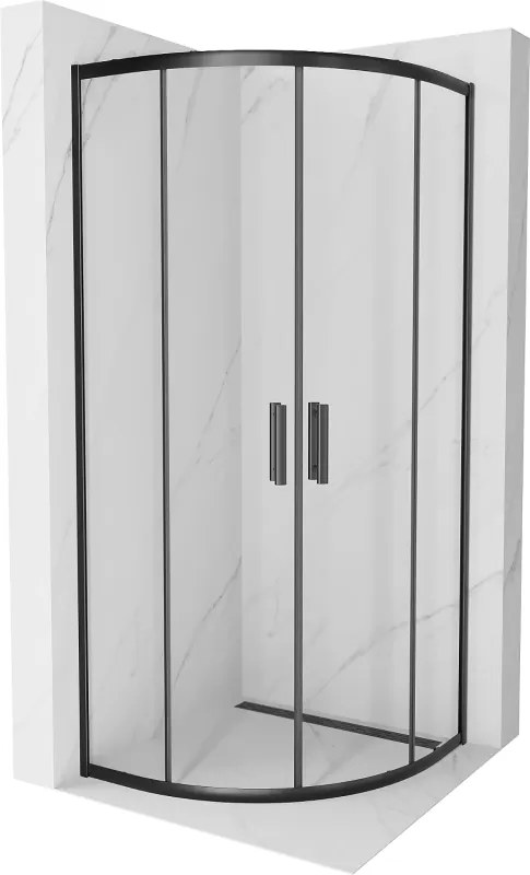 Mexen Rio cabine de duche semicircular 80 x 80 cm, transparente, preta - 863-080-080-70-00