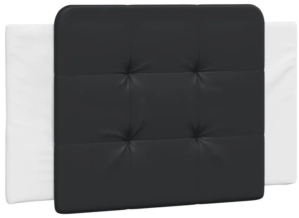 Cama com colchão 90x190 cm couro artificial preto e branco