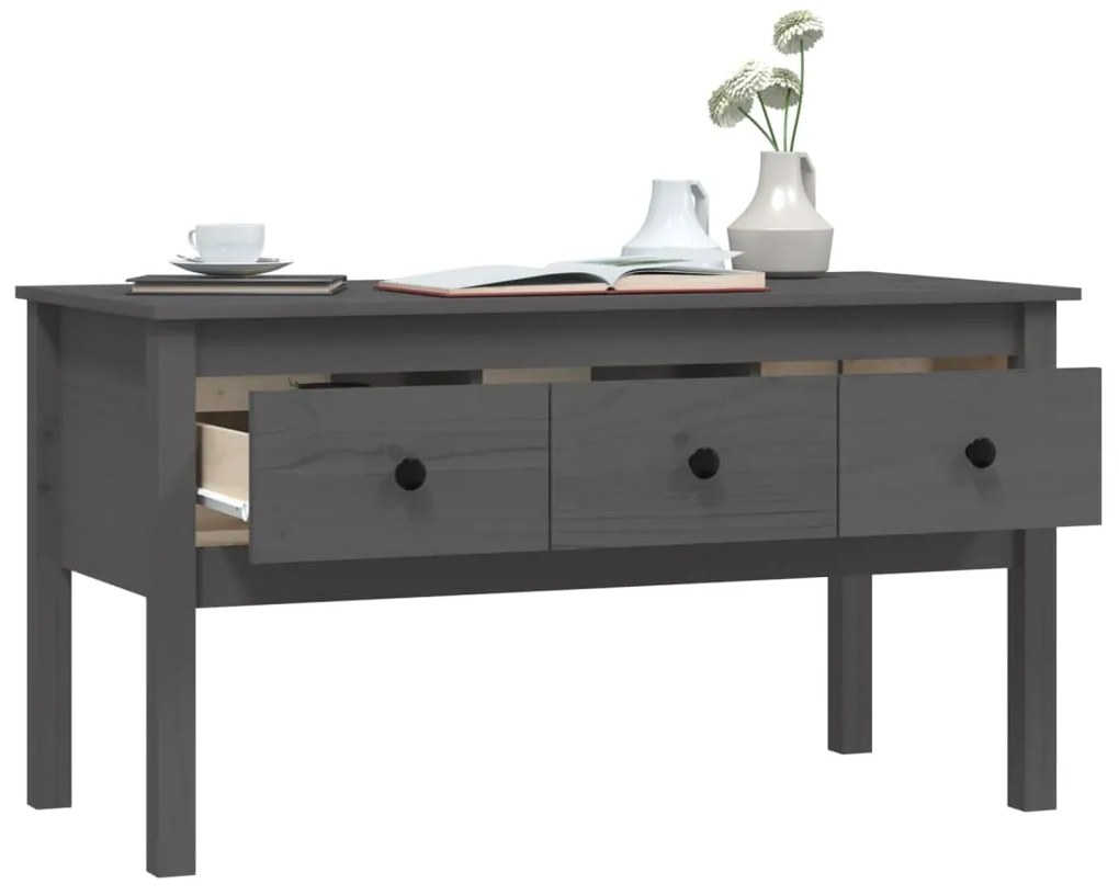 Mesa de centro 102x49x55 cm pinho maciço cinza