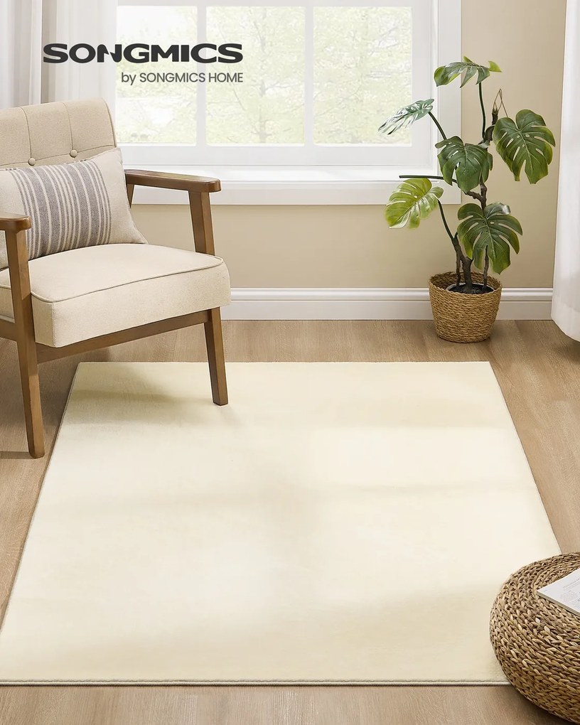 Tapete para sala de estar antiderrapante 120 x 170 cm bege cappuccino