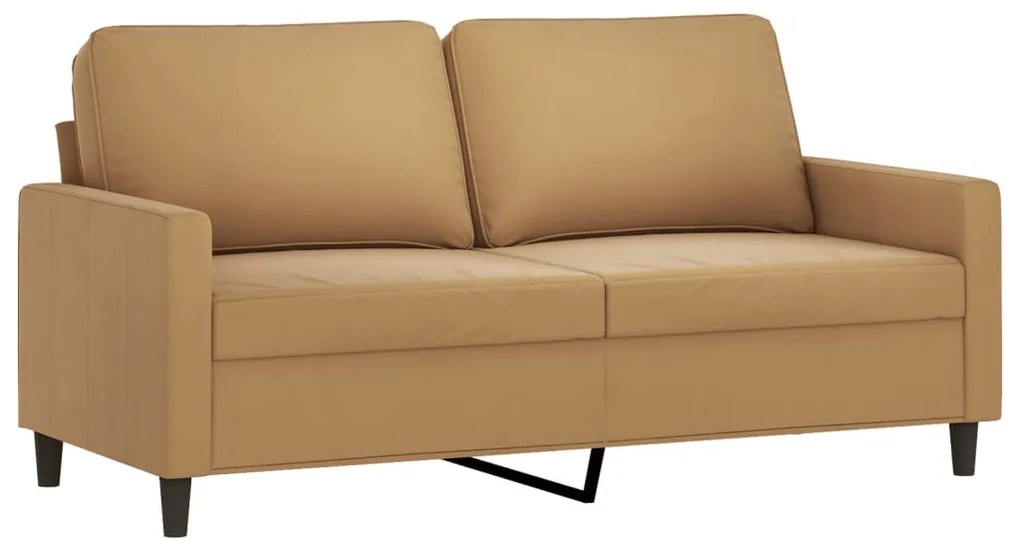 3 pcs conjunto de sofás com almofadões veludo castanho